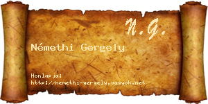 Némethi Gergely névjegykártya